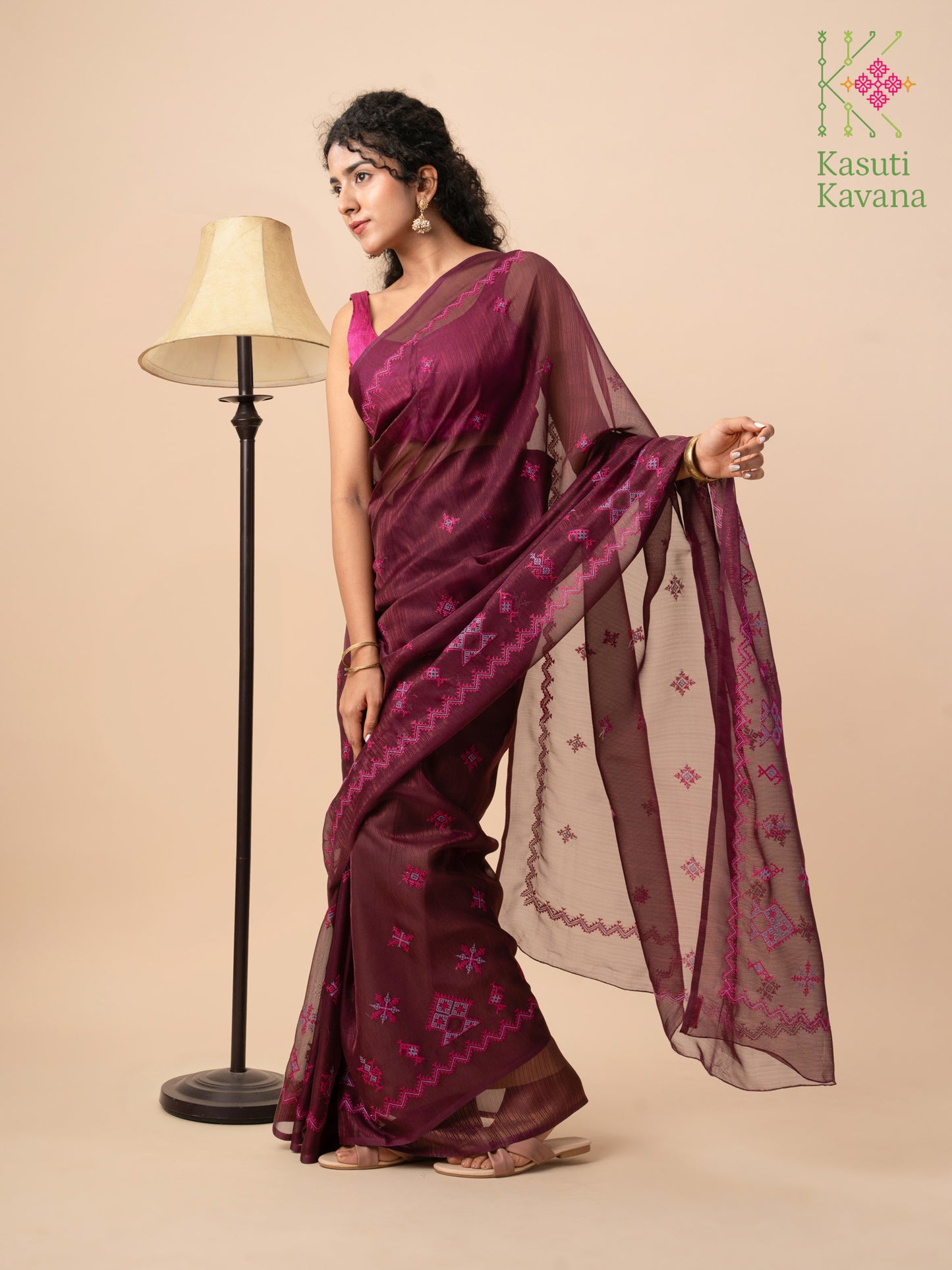 Purple Tissue Sherbet Kasuti Saree