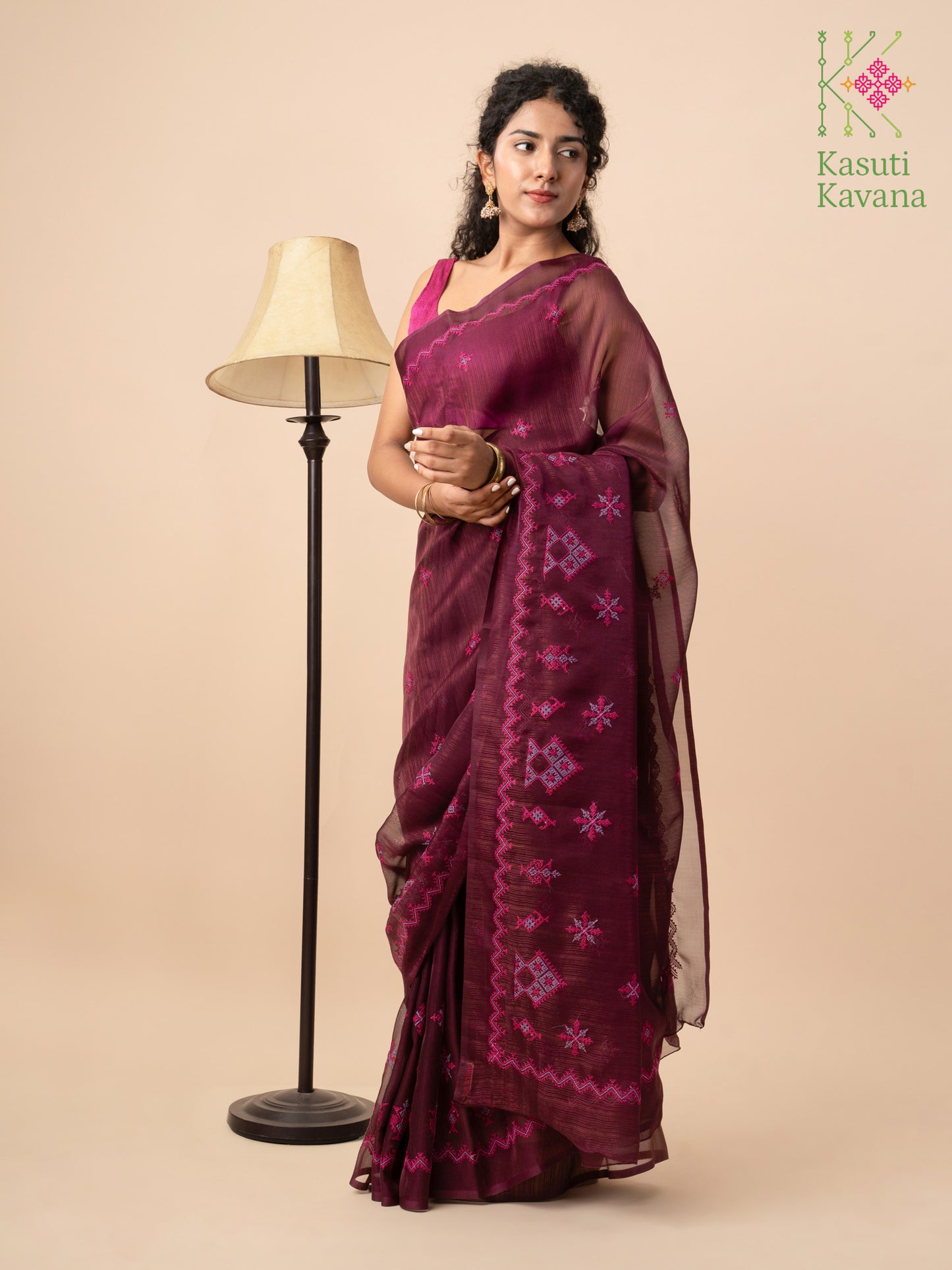 Purple Tissue Sherbet Kasuti Saree