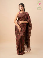 Load image into Gallery viewer, coffee brown classic kasuti saree with embroidery front view
