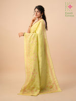 Load image into Gallery viewer, light green kasuti temple tissue saree with embroidered pallu

