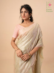 fern flora glass organza saree in green shade with floral embroidery