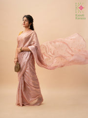 bohemian rose flora glass organza saree with floral embroidery design