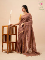 Load image into Gallery viewer, filter coffee kasuti ooru saree with hand embroidery and woven texture
