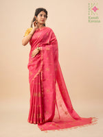 Load image into Gallery viewer, rani pink kasuti ooru saree with kasuti embroidery close-up detail
