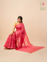 Load image into Gallery viewer, rani pink kasuti ooru saree highlighting floral embroidery on pallu
