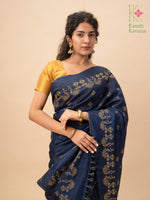 Load image into Gallery viewer, Blouse back design paired with navy blue golden goose saree
