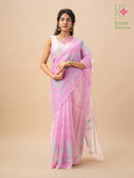 Load image into Gallery viewer, purple petal organza kasuti saree with embroidery front angle

