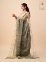 Load image into Gallery viewer, meadow tie-dye organza kasuti saree with woven and embroidered motifs
