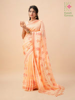 Load image into Gallery viewer, peach orange classic kasuti saree with embroidery front angle
