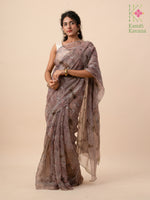 Load image into Gallery viewer, seashore tie-dye periwinkle organza kasuti saree highlighting embroidery
