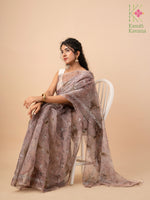 Load image into Gallery viewer, seashore tie-dye organza periwinkle kasuti saree with embroidery work
