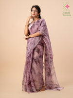 Load image into Gallery viewer, milkyway tie-dye organza kasuti saree in periwinkle with floral motifs
