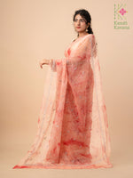 Load image into Gallery viewer, jupiter tie-dye organza kasuti saree highlighting embroidered motifs
