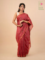 Load image into Gallery viewer, brick red kasuti ooru saree with detailed kasuti embroidery close-up

