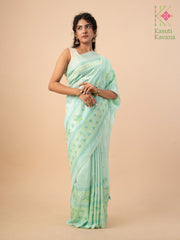 elaichi pista elephant saree with kasuti embroidery front angle