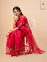 Load image into Gallery viewer, rani petal organza kasuti saree with embroidery front angle
