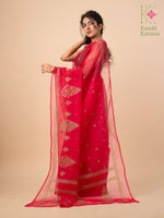 Load image into Gallery viewer, rani kasuti petal organza saree with embroidery close-up
