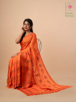 Load image into Gallery viewer, kesari orange classic kasuti saree with embroidery front angle
