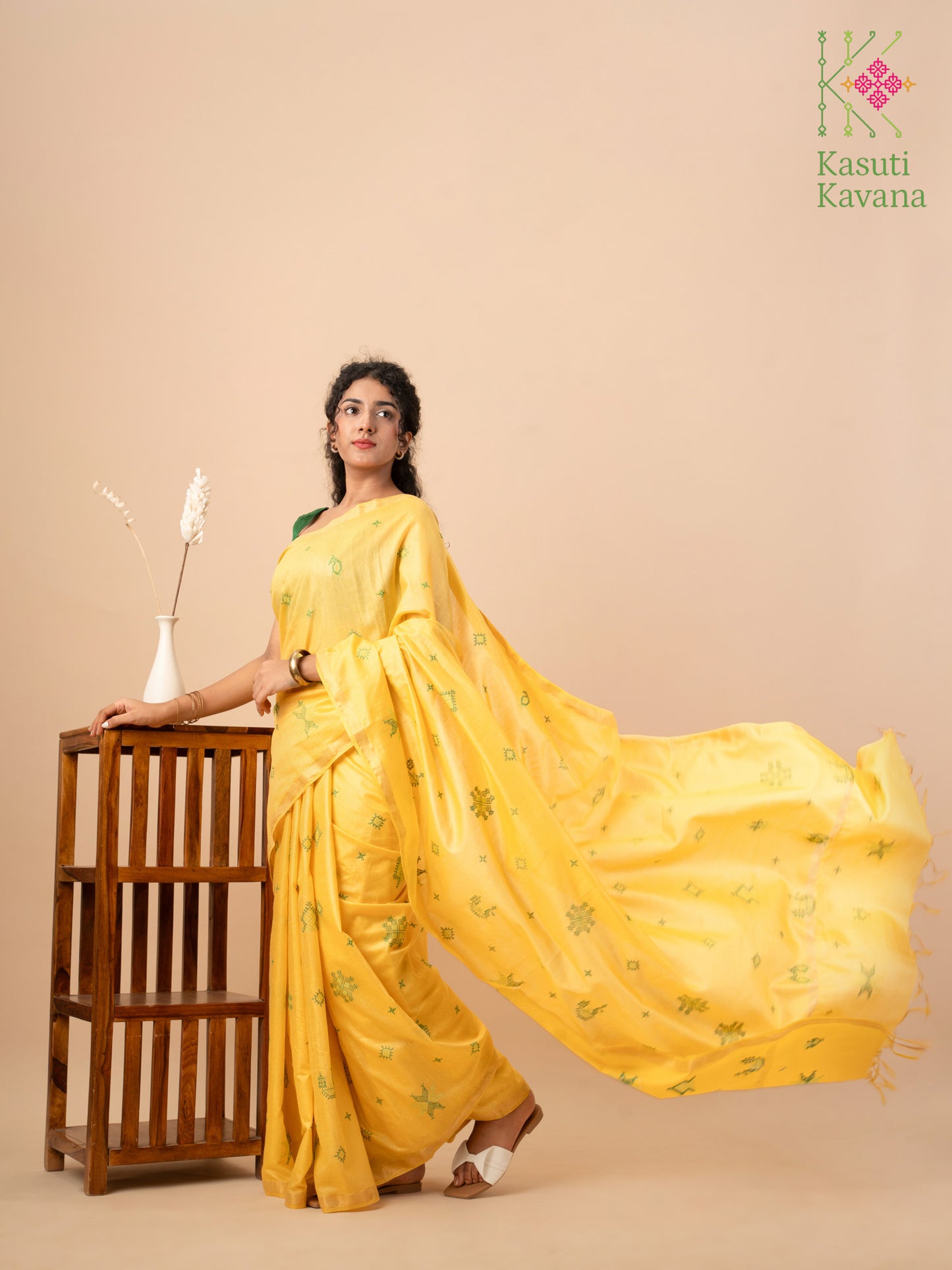 Sunflower Yellow Kasuti Ooru Saree