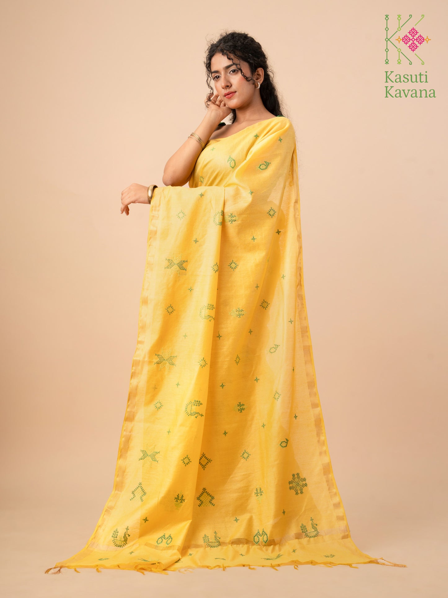 Sunflower Yellow Kasuti Ooru Saree