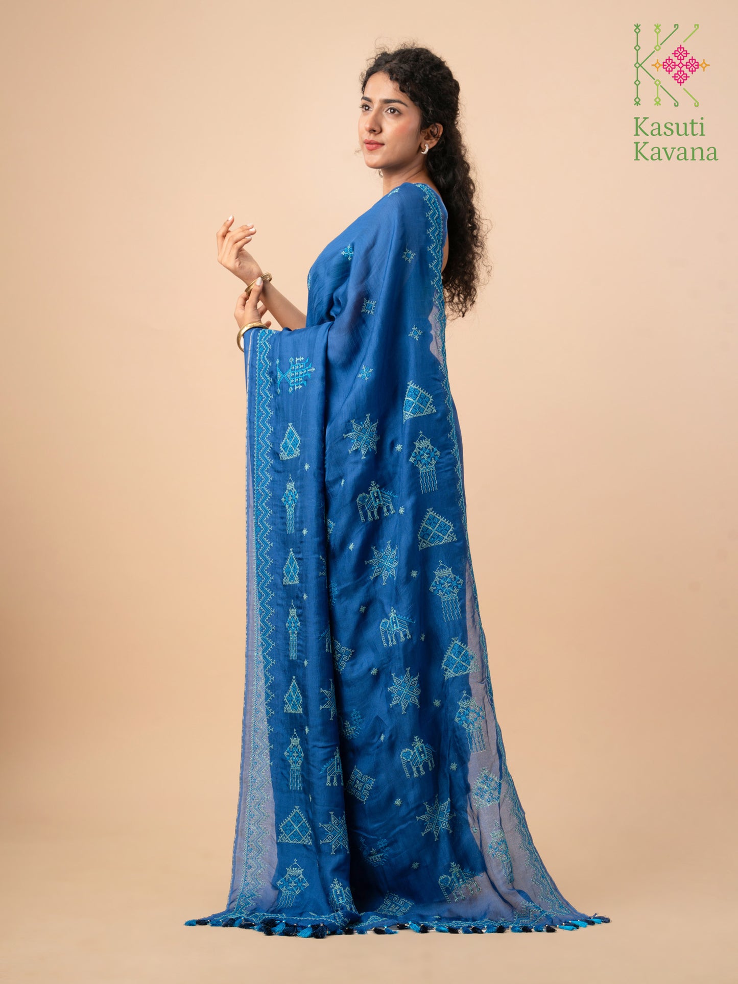Blue Classic Kasuti Saree
