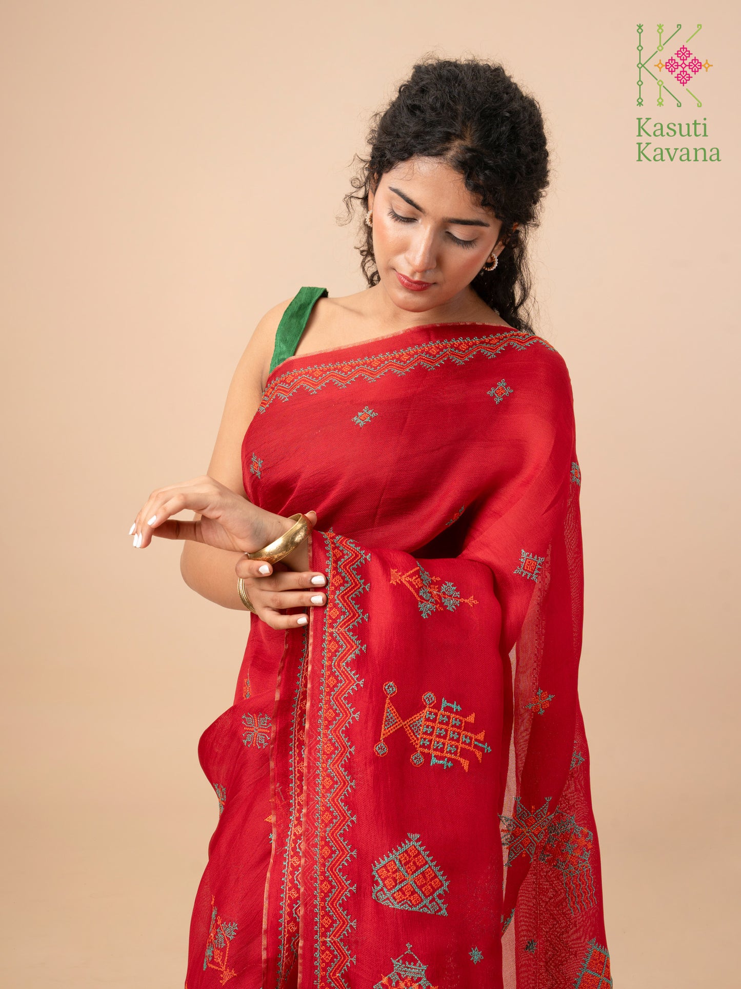 Maroon Red Classic Kasuti Saree