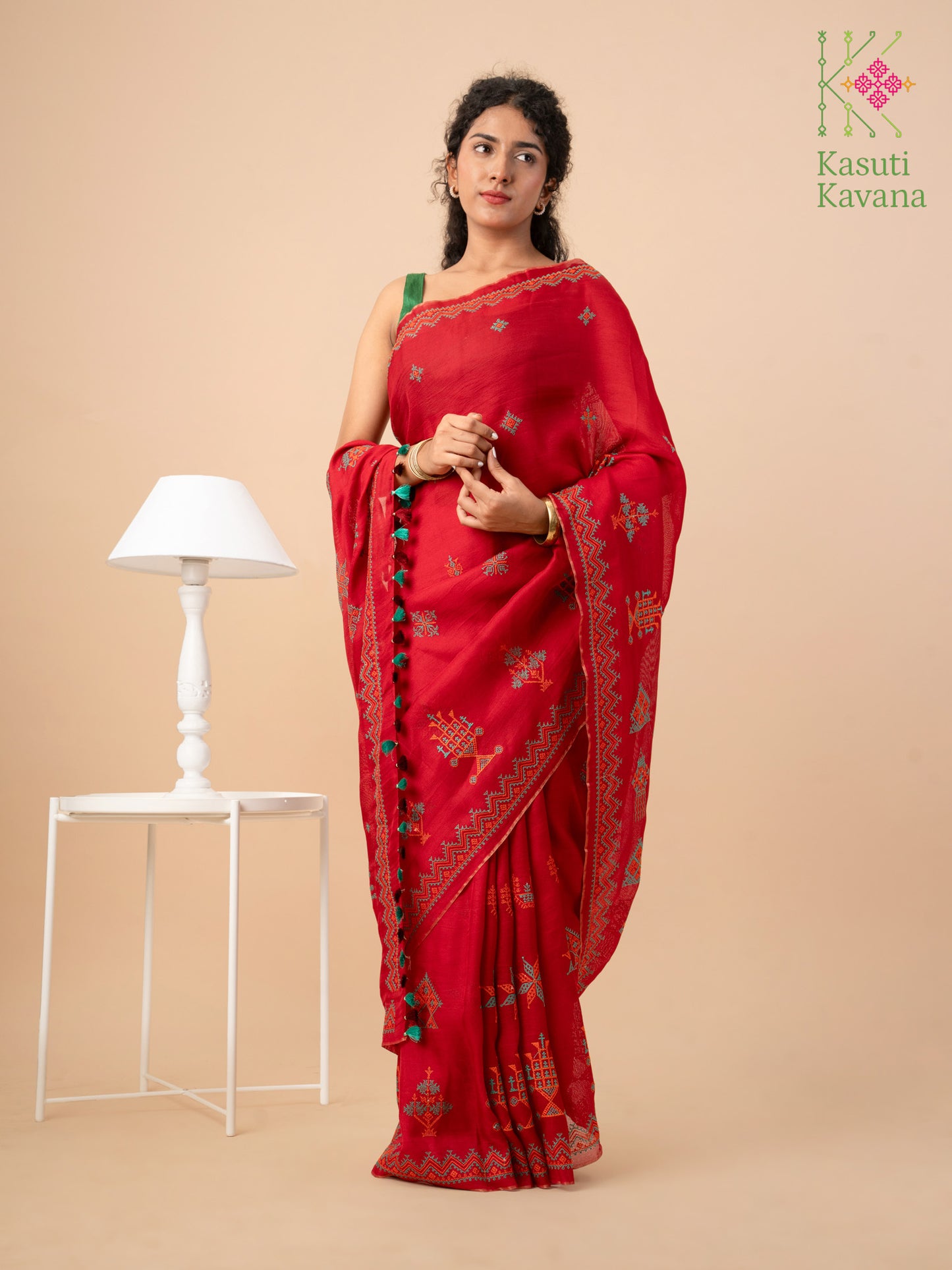 Maroon Red Classic Kasuti Saree