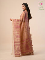 Load image into Gallery viewer, petal organza kasuti saree in light brown pallu embroidery view

