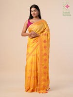Load image into Gallery viewer, Mango yellow classic kasuti saree with intricate kasuti work

