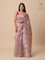 Load image into Gallery viewer, rose faluda saree with mirror embroidery front angle

