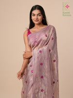 Load image into Gallery viewer, mirror embroidered rose faluda saree pallu view

