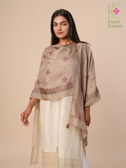 embroidered brown kasuti stole border close view