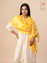 Sunflower yellow classic stole with embroidered border detail
