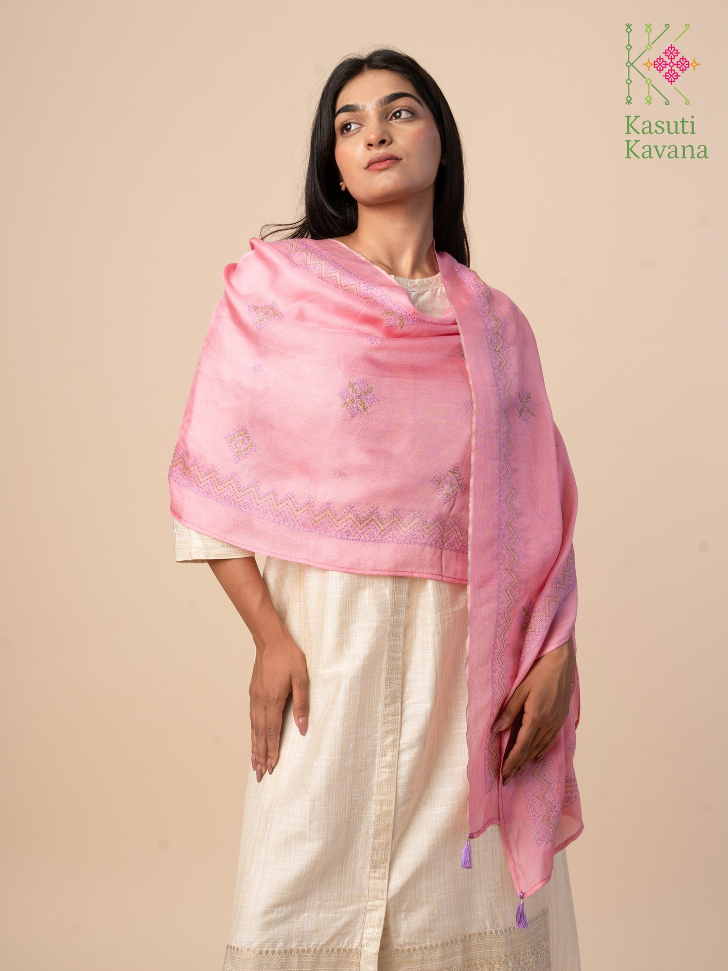 Lilac Classic Kasuti Stole