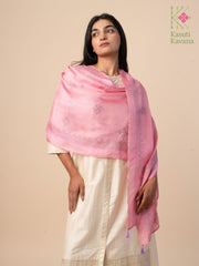 lilac classic kasuti stole with embroidery front angle
