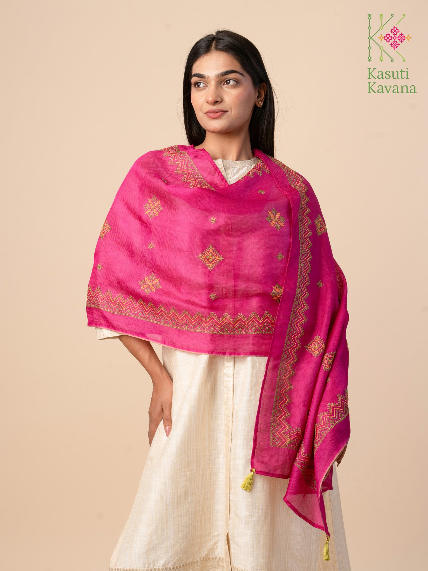 Rani Pink Classic Kasuti Stole