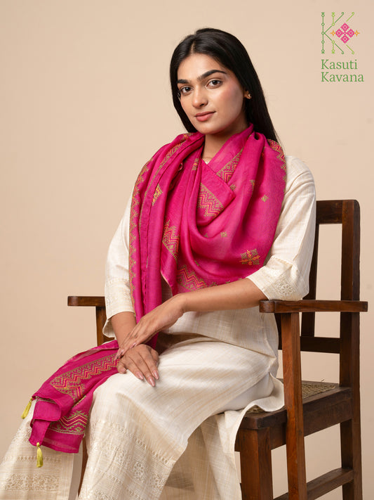 Rani Pink Classic Kasuti Stole
