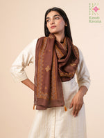 Load image into Gallery viewer, coffee brown classic kasuti stole with embroidery front view
