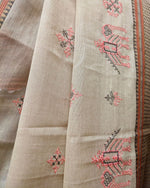 Load image into Gallery viewer, Embroidery close-up on cream cotton saree with aane kasuti designs
