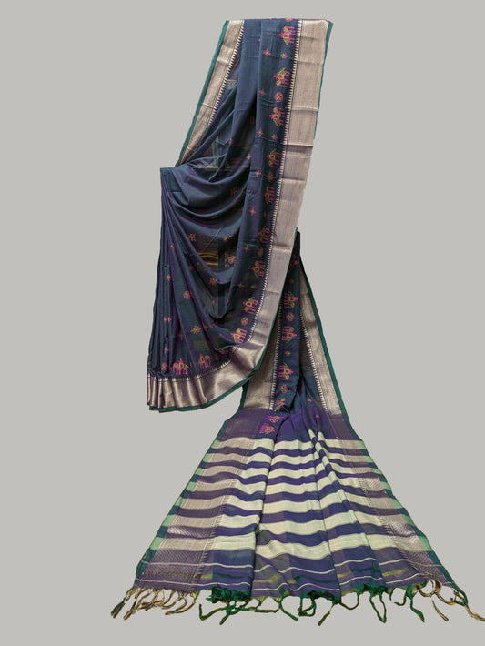 Neeli Hakki Kasuti Handwoven Cotton Saree