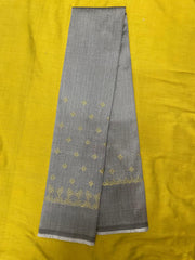 Blue kasuti blouse with zari peacock motif embroidery close-up