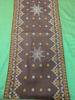 Load image into Gallery viewer, brown wildflower table runner showing embroidered wildflower motifs
