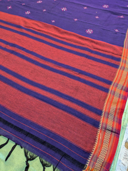 Royal Blue Aane Kasuti Handwoven Cotton Saree