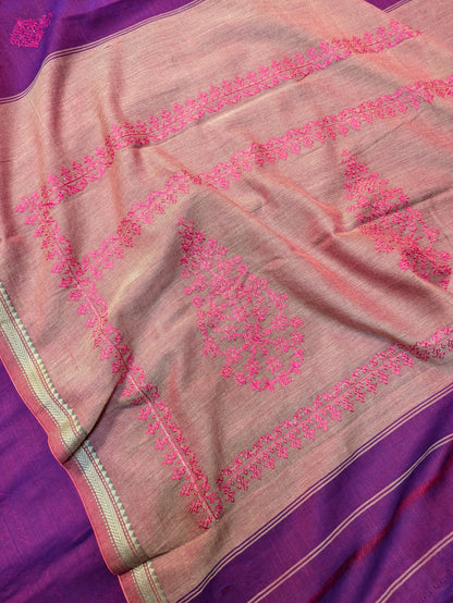 Magenta Petal Kasuti Handwoven Cotton Saree