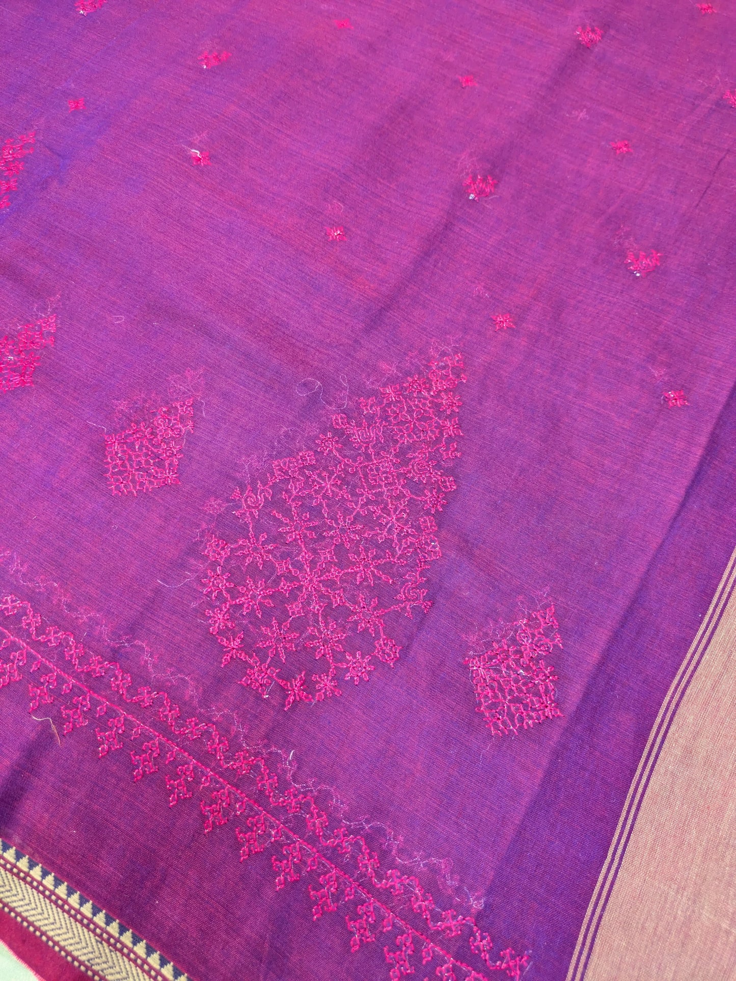 Magenta Petal Kasuti Handwoven Cotton Saree