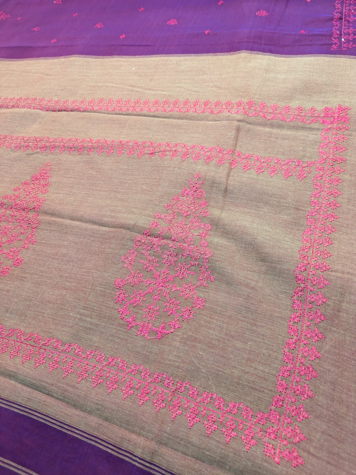 Magenta Petal Kasuti Handwoven Cotton Saree