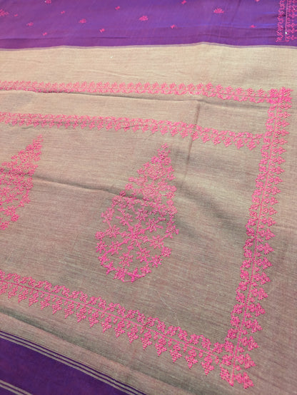 Magenta Petal Kasuti Handwoven Cotton Saree