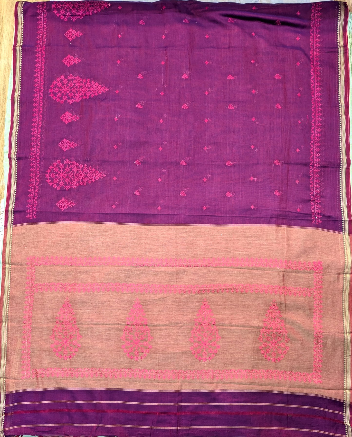 Magenta Petal Kasuti Handwoven Cotton Saree