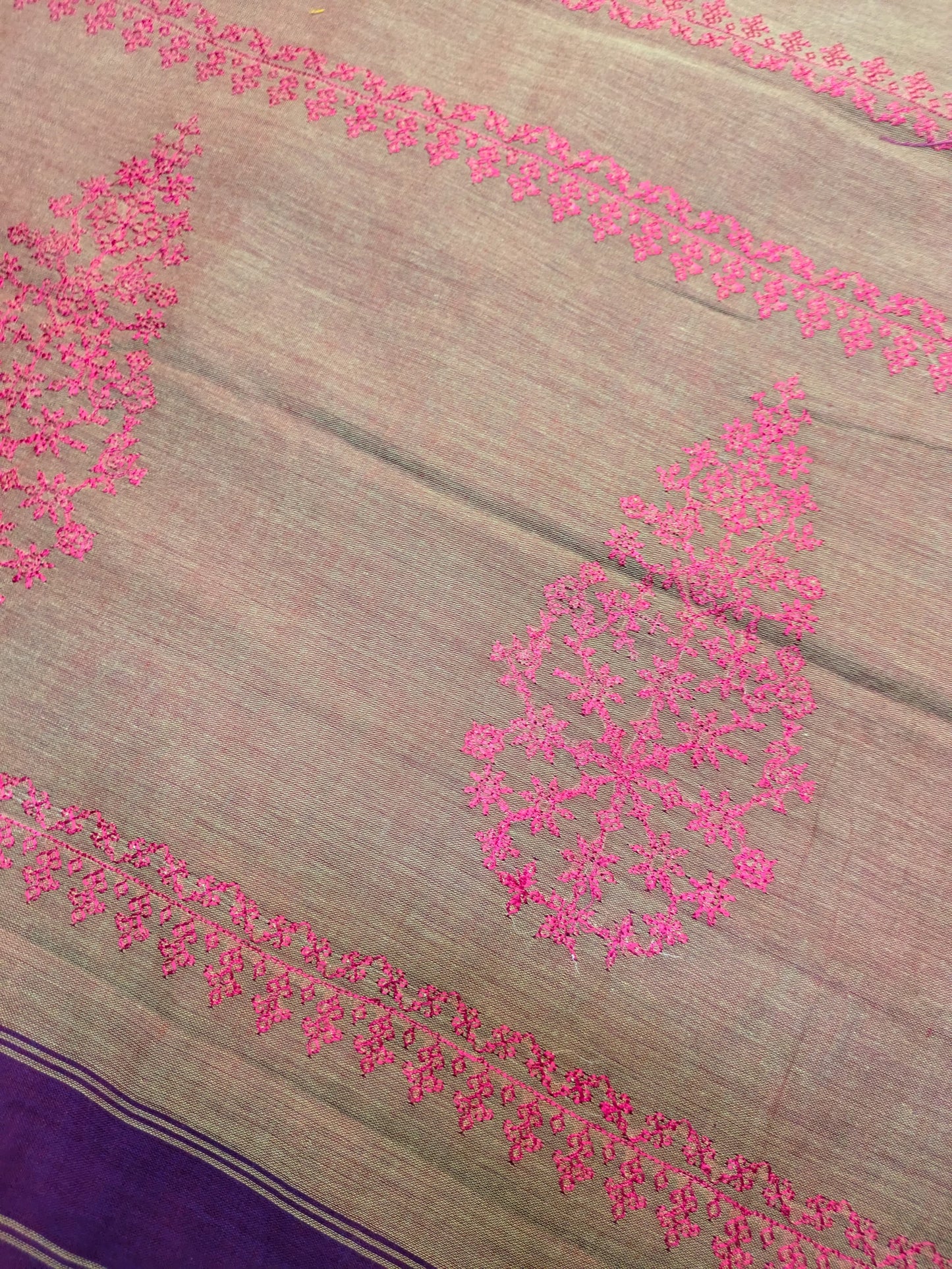 Magenta Petal Kasuti Handwoven Cotton Saree