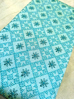 Load image into Gallery viewer, embroidery detail close-up on sky blue chaya kasuti blouse
